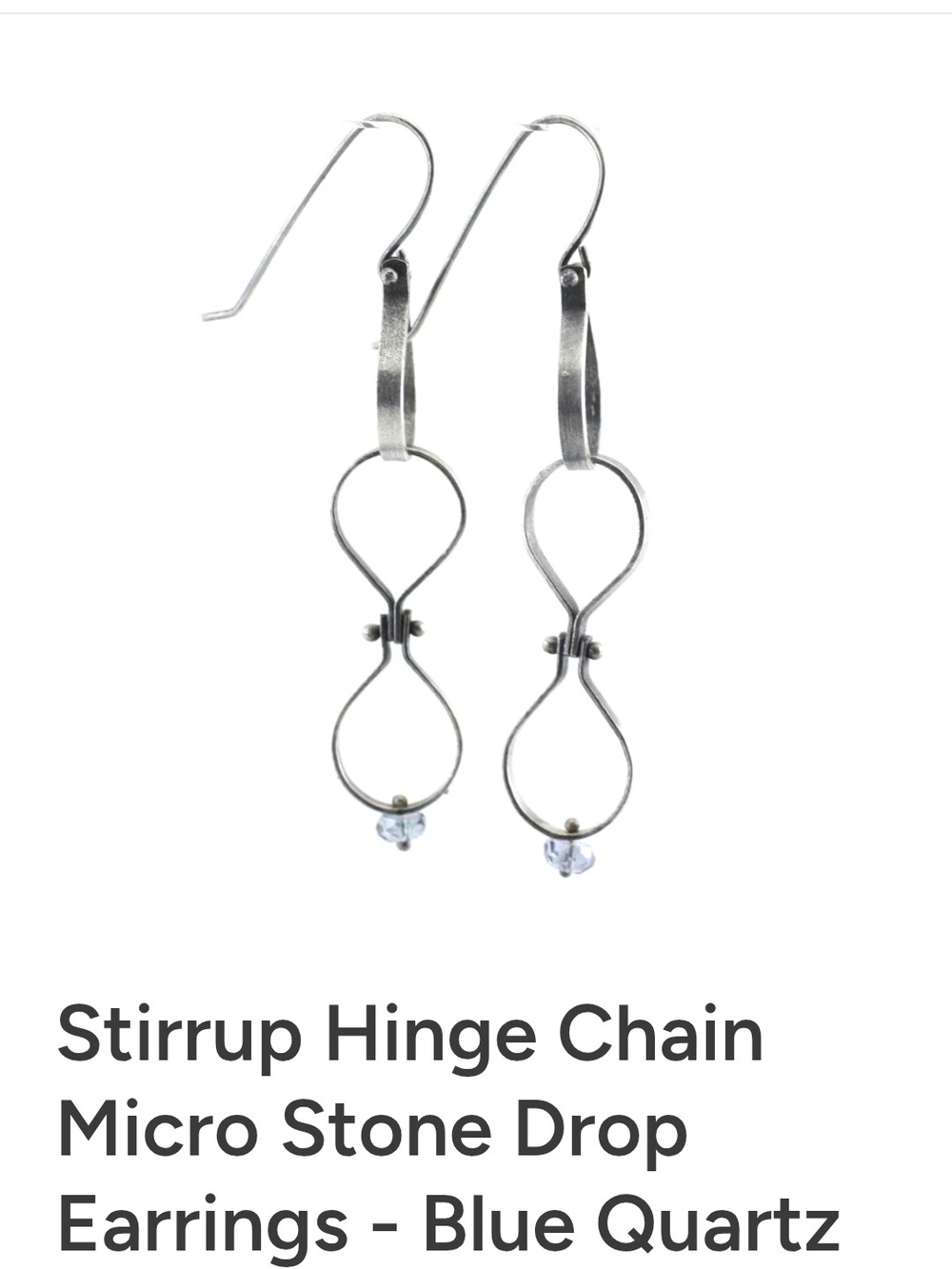 Blue Quartz Stirrup Hinge Sterling Silver Drop Earrings Hand Crafted Eric Silva